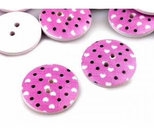 Holzknopf Herzen - flieder rosa pink